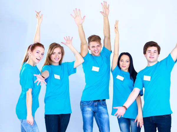 Skupina happy studentů. Izolované na bílém pozadí. — Stock fotografie