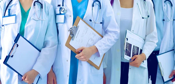 Portrett av gruppen av smilende sykehuskolleger som står sammen – stockfoto