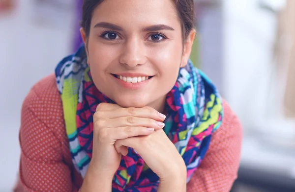 Modern young fashion designer working at studio. — Stock Photo, Image