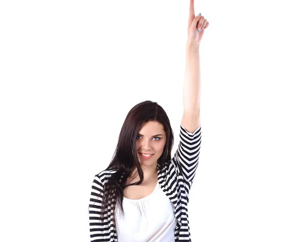 Portrait of a successful woman showing something — Stock Photo, Image