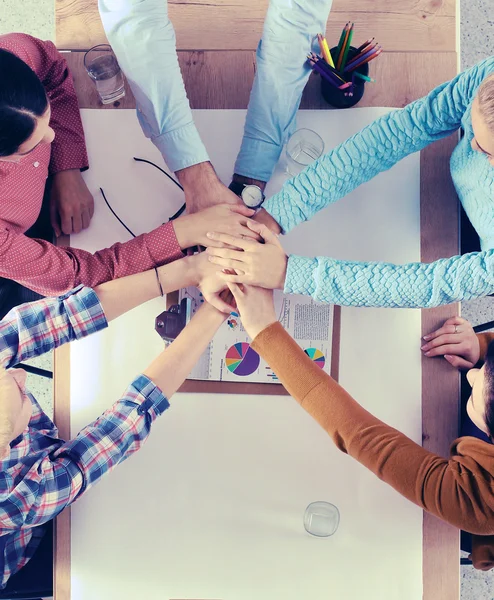 Business team with hands together - teamwork concepts — Stock Photo, Image