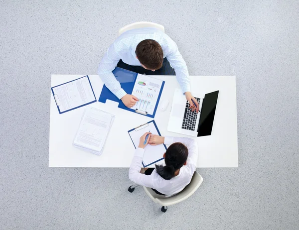 Group of business people busy discussing financial matter — Stock Photo, Image