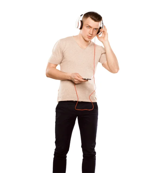 Young man wearing headphones — Stock Photo, Image