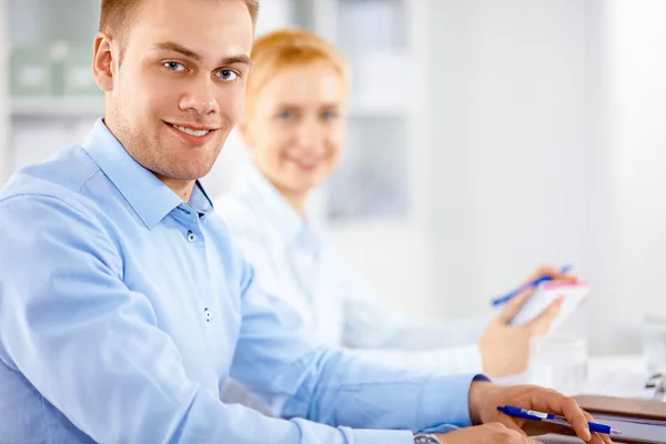 Overhead view of people having business meeting — Stock Photo, Image