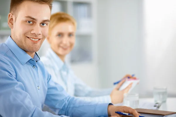 Overhead view of people having business meeting — Stock Photo, Image