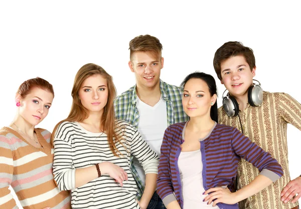 Large group of smiling friends standing together isolated on wh — Stock Photo, Image