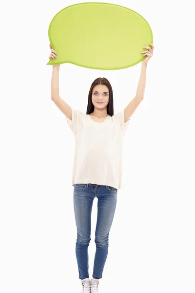 Imagen del estudiante sonriente con tex en blanco — Foto de Stock