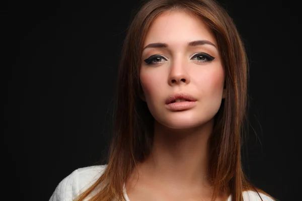 Portrait of a beautiful woman , isolated on black background — Stock Photo, Image