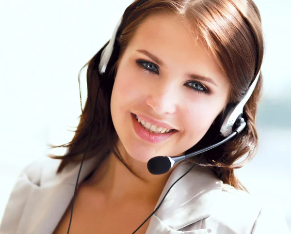 Beautiful business woman with headset. Call center. — Stock Photo, Image