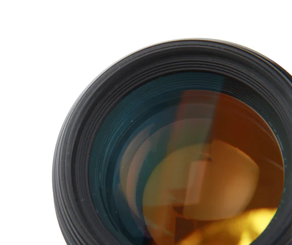 Professional photo lens closeup, isolated on white background — Stock Photo, Image