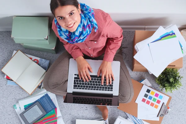 Modern young fashion designer working at studio. — Stock Photo, Image