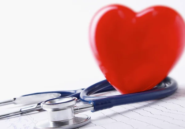 A heart with a stethoscope lying — Stock Photo, Image