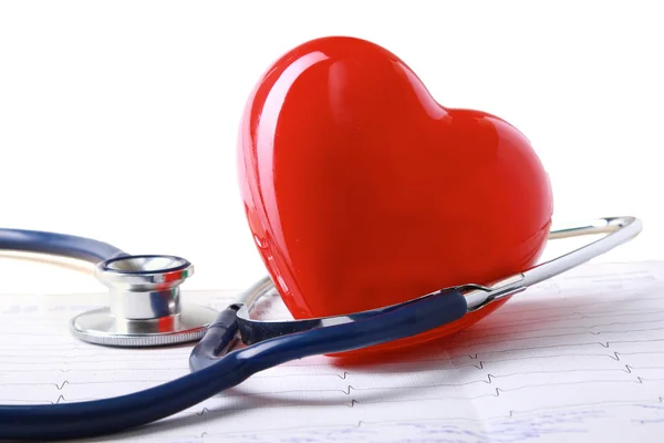 Red heart and a stethoscope — Stock Photo, Image