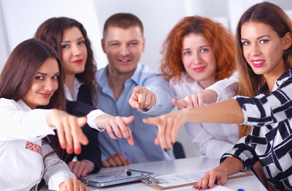 Business people group team point finger at you — Stock Photo, Image