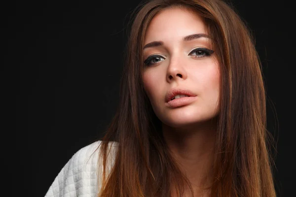 Portrait of a beautiful woman , isolated on black background — Stock Photo, Image