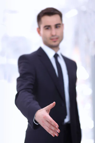Empresários apertando as mãos, isolado no fundo branco — Fotografia de Stock