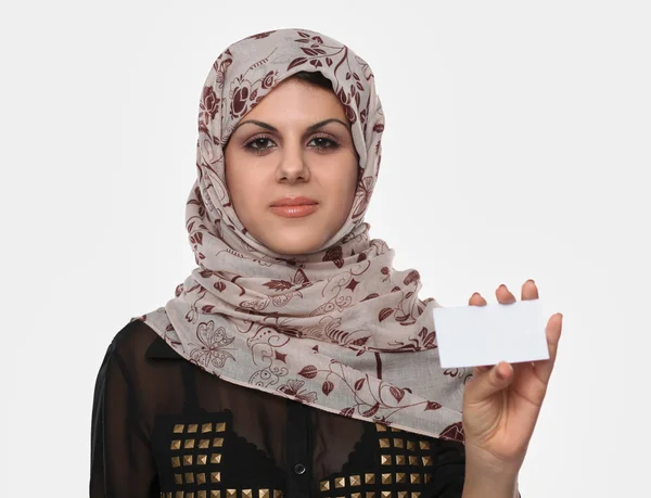 Young asian woman portrait wearing a red head scarf isolated on white. — Stock Photo, Image