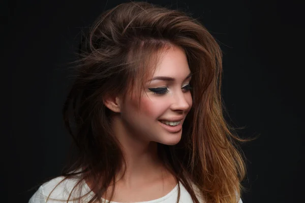 Portrait of a beautiful woman , isolated on black background — Stock Photo, Image