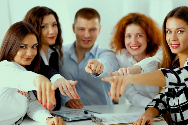 Business people group team point finger at you — Stock Photo, Image