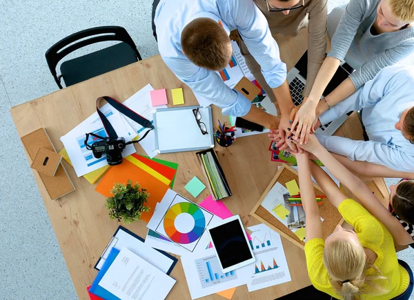 Business team with hands together - teamwork concepts — Stock Photo, Image