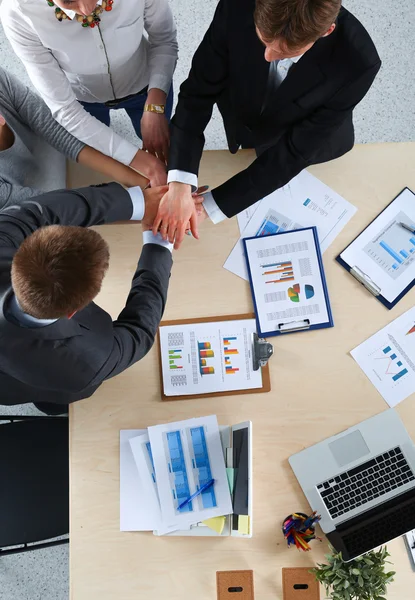 Business team with hands together - teamwork concepts — Stock Photo, Image