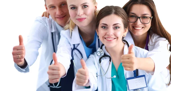 Portrait of doctors team showing thumbs up — Stock Photo, Image