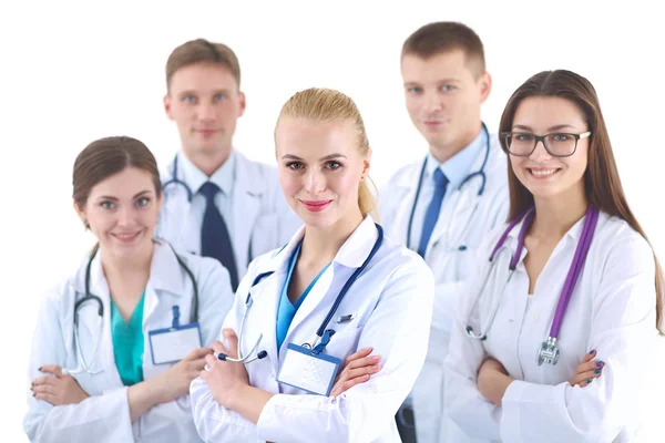 Portrait of group of smiling hospital colleagues standing together — Stock Photo, Image