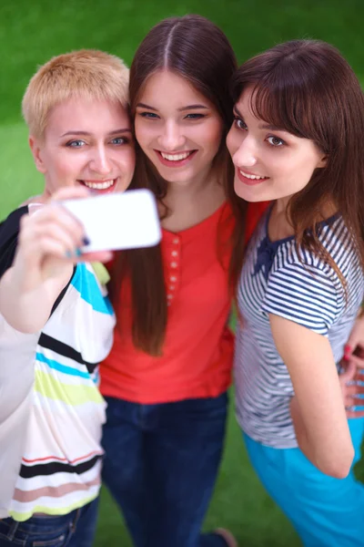 Kvinnliga vänner att ta selfie med mobiltelefon — Stockfoto