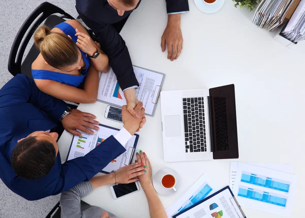 Top view of businessmen shaking hands — Stock Photo, Image