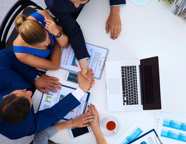 Top view of businessmen shaking hands — Stock Photo, Image