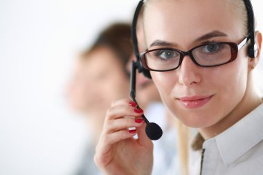 Çağrı merkezindeki çekici genç iş adamları ve meslektaşları