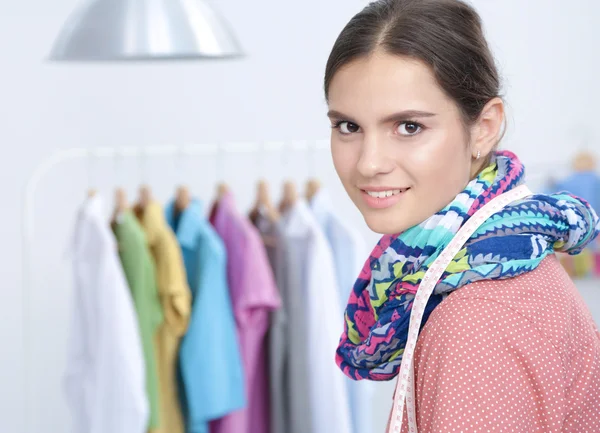 Modern young fashion designer working at studio. — Stock Photo, Image