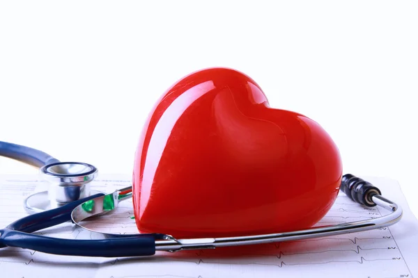 Red heart and a stethoscope — Stock Photo, Image