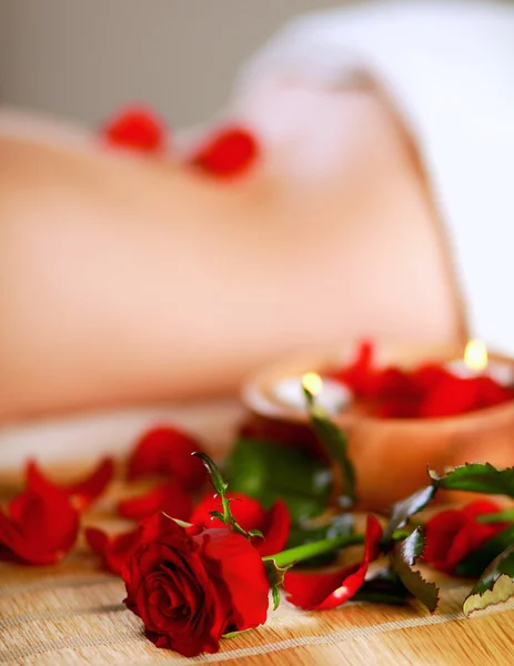 Beautiful young woman getting spa massage. Royalty Free Stock Images