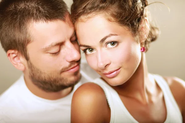 Young man and woman together over white background — Stock Photo, Image