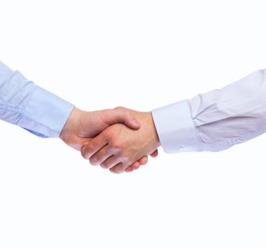 tokalaşırken, üzerinde beyaz izole iş adamları.