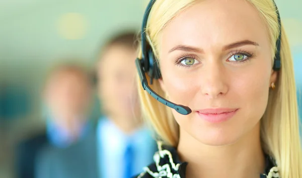 Portret van steun telefoon operator met de headset — Stockfoto