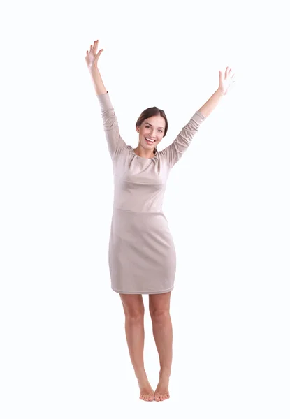 Young woman standing, isolated on white background — Stock Photo, Image