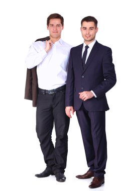 İki iş adamı izole üzerinde beyaz arka plan ayakta