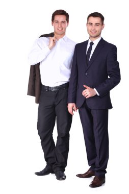 İki iş adamı izole üzerinde beyaz arka plan ayakta