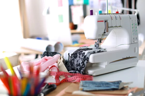 Designer work place sewing machine in office — Stock Photo, Image