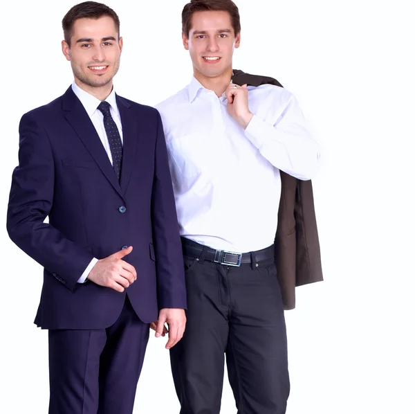 Dos hombres de negocios de pie aislados sobre fondo blanco — Foto de Stock