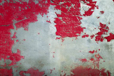 Kırmızı kabuklu eski beton duvar, grunge arkaplan veya doku