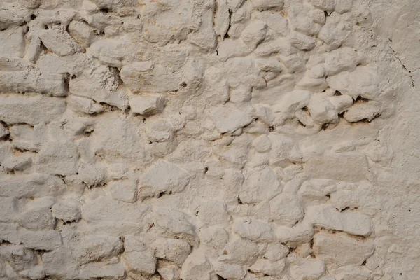 Old Traditional Limewashed Stone Wall White Rustic Background Texture — Stock Photo, Image