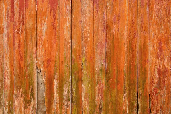 Old Distressed Orange Wooden Planks Wall Peeling Paint Damo Rustic — Stock Photo, Image