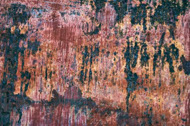 Aşınmış kırmızı kabuklu eski metal, grunge arkaplan ya da doku 