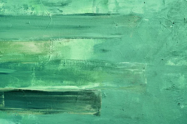 Pintura Paleta Cuchillo Abstracto Verde Sobre Lienzo Fondo Grunge Textura — Foto de Stock