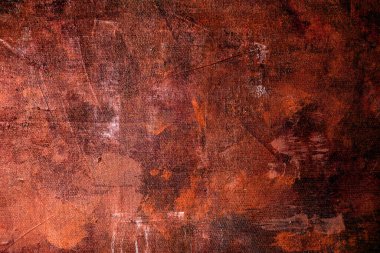 Red abstract knife palette painting on canvas, grunge background or texture