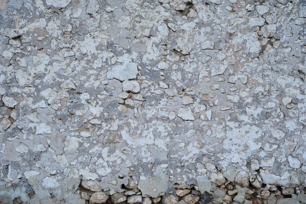 Oude Traditionele Kalkstenen Muur Met Schilferende Pleister Witte Rustieke Achtergrond — Stockfoto