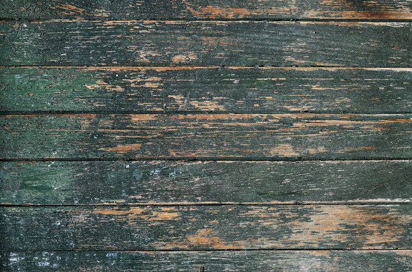 Old Rustic Wooden Planks Wall Dark Green Peeling Paint Grunge — Stock Photo, Image
